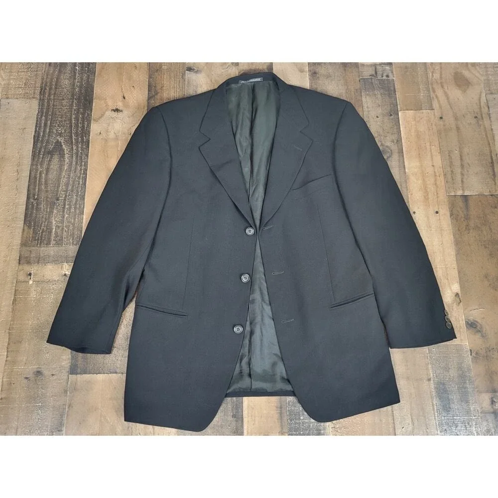 Ermenegildo Zegna Suit‎ Sport Jacket Mens 46 Black Soft Wool Blazer 3 Button